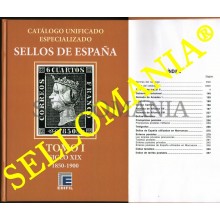 CATALOGO ESPECIALIZADO EDIFIL ESPAÑA TOMO I  1850 A 1900 SERIE BRONCE 2020