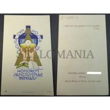 ESTAMPA HOLY CARD BLESSED HOSTIA HOLY TRINITY 1952  ANDACHTSBILD SANTINI  CC1754