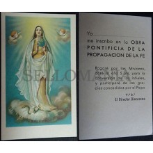 ANTIGUA ESTAMPA HOLY CARD OBRA PONTIFICIA PROPAGACION DE LA FE MISIONES CC1598