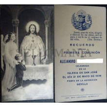 ANTIGUA ESTAMPA HOLY CARD PRIMERA COMUNION IGLESIA SAN JOSE SEVILLA 1936 CC1606