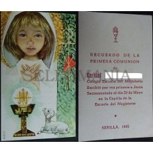 ESTAMPA HOLY CARD PRIMERA COMUNION ESCUELA MAGISTERIO SEVILLA 1969 CC1607