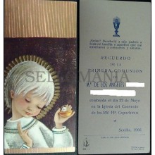 ANTIGUA ESTAMPA HOLY CARD PRIMERA COMUNION CAPUCHINOS SEVILLA AÑO 1966 CC1616
