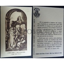 ANTIGUA ESTAMPA HOLY CARD ORATORIO DEL OLIVAR SANTA CATALINA DE SENA 1959 CC1628