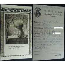 ANTIGUA ESTAMPA HOLY CARD NIÑO JESUS CON OVEJA 1951 ANDACHTSBILD SANTINI CC1630