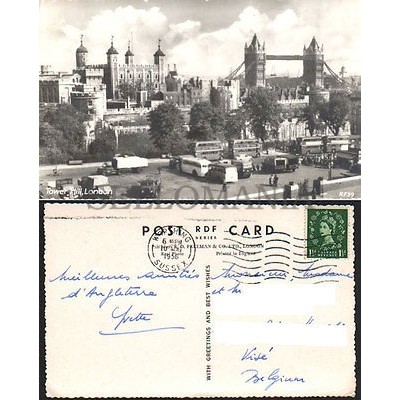 POSTCARD LONDON TOWER HILL 1956 ENGLAND TORRE DE LONDRES INGLATERRA POSTAL CC03446 UK