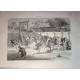 OLD ENGRAVED JAPAN 1876 A ROOM OF FENCING IN JAPAN 19th. CENTURY PRINT 12GCDC   