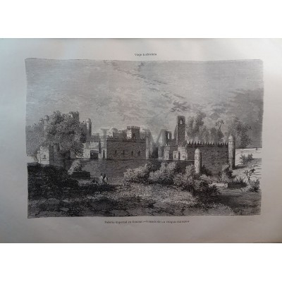 ANTIQUE ENGRAVED ABYSSINIA 1876 IMPERIAL PALACE GONDAR 19th CENTURY PRINT 29C   