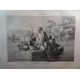 ANTIQUE ENGRAVED ABYSSINIA 1876 CROSSING IN TANKOA 19th CENTURY PRINT 0030CC   