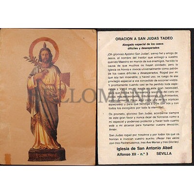 OLD SAINT JUDE THE APOSTLE THADDAEUS HOLY CARD ANDACHTSBILD SANTINI CC577