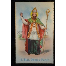 OLD SAINT BLAISE BISHOP AND MARTYR RELIGIOUS POSTCARD HOLY ESTAMPA SAN BLAS CC91